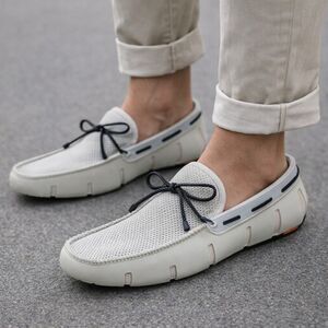 SWIMS Men's Mesh Loafers Driving Shoes Size 9 Gray Orange Slip On Boat Casual